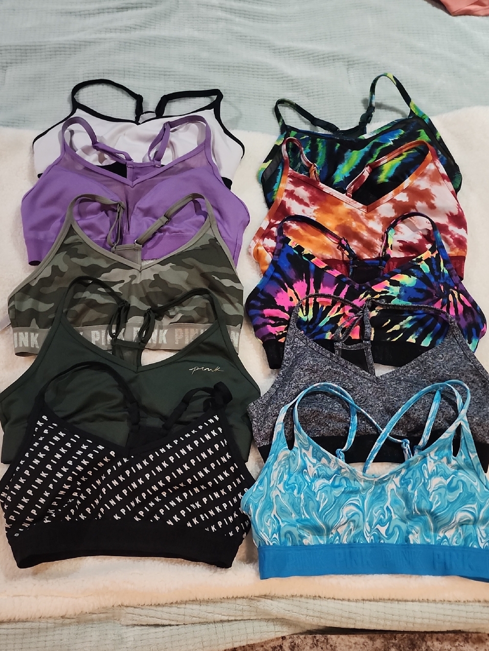 PINK Victoria's Secret Multi-Color Pack of Patterned Padded Sports Bras (10)